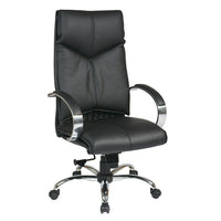 Fauteuil de direction en cuir ProLine Deluxe avec dossier élevé, noir-Fauteuil de direction en cuir Deluxe avec dossier élevé