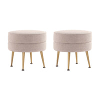 Manhattan Comfort - Bailey pouf rembourré style milieu du siècle 18,11" en mélange de polyester - flocon d’avoine avec pieds dorés - lot de 2-Ottoman moderne du milieu du siècle parfait pour une utilisation dans le salon