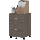 Vinsetto Mobile 2-Drawer Letter/A4 Filing Cabinet with Wheels - Grey-Large storage capacity with two drawers for files, notebooks, magazines, and other office supplies 
