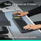 Logitech Pop Icon Bluetooth Keyboard & Mouse Combo - Graphite/Lime-Make a Big Impression on the Quiet: The quiet keyboard has contoured, low-profile keys for comfortable typing, while the silent mouse features Silent Touch Technology to keep things extra quiet
