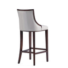 Manhattan Comfort Fifth Avenue 19" Traditional Faux Leather Upholstered Bar Stool - Light Grey - 2 Pack-Delivered to you Fully Assembled! No Assembly Required
