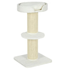 PawHut 36" Cat Tree with Sisal Mat Scratching Post and Cushion Bed - Cream White-Sisal mat wrapped post satisfies your cats' desire to claw and protect your furniture from scratching 