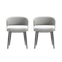 Manhattan Comfort Luce 22" Modern Textured Leatherette Upholstered Dining Chair - Stone Grey - Set of 2-Modern Dining Chair for Dining Room and Task Use. Set of 2