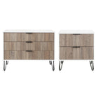 Manhattan Comfort - Dumbo table de chevet moderne à 2 tiroirs et commode à 3 tiroirs - blanc et gris rustique - ensemble de 2-Commode de chambre moderne-contemporaine avec une touche de glamour comprenant une commode standard et une table de nuit 2.0