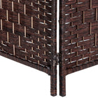 HOMCOM 3 Panels Hand-Woven Freestanding Room Divider for Home Office - Brown-Single Panel Size: 17.7"W x 0.8"D x 70.9"H (45 x 2 x 180cm)

