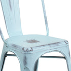 Flash Furniture – Chaise empilable en métal vieilli pour l’intérieur, bleu onirique (ET3534DB)-Taille du siège: 12 po - 14 po larg. x 14 po prof.