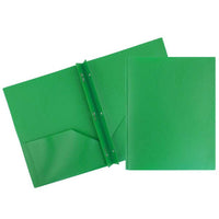 JAM Paper Two-Pocket POP Plastic School Folders with Metal Prongs Fastener Clasps - Green - 6 Pack-JAM Paper POP Folders | Colour: Green