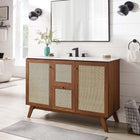 Modway Soma 48" Single or Double Sink Compatible Bathroom Vanity Cabinet - Walnut-Metal Doorknobs