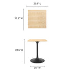 Modway Lippa 24" Square Wood Dining Table - Black Natural-MDF Table Top