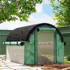 Outsunny - Serre tunnel à pied avec filet d'ombrage, parois latérales en maille enroulables, 2 portes et 8 fenêtres- La bâche en PE 140 g/m² laisse passer 85 % de la lumière du soleil  
