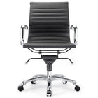 Plata Import - Antoni Chaise de Bureau Rembourrage en Cuir Cadre en Métal à Hauteur Réglable à Dossier Bas, Noir-Inclinaison manuelle
