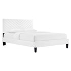Modway Roxanne Performance Velvet King Platform Bed - White-Vintage Modern King Bed