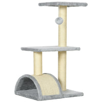PawHut - Arbre à chat 28 po, tour d’escalade avec poteau à griffer en sisal - gris clair-Arbre à chat à plusieurs niveaux, permettant aux animaux de grimper et de rester actifs 