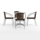 Flash Furniture – Table carrée de 23,5 po en aluminium avec 4 sièges en rotin, intérieur/extérieur (TLH24SQ020CHR4)-Assemblage nécessaire
