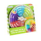 Open The Joy My Wheel of Emotions Puzzle - French Version-Fitting the pieces together will help the child develop their fine motor skills, but that's not all! Choose from 3 ways to play and let creativity shine as the child will have to mime, express a lived experience, or invent a story from scratch, including different emotions.