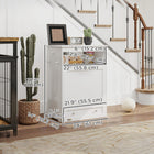 PawHut Pet Feeder Station Storage Cabinet and Container - White-Material: MDF 