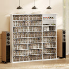 HOMCOM 8-Tier Media Storage Cabinet - White-Melamine-coated particleboard ensures stability and easy maintenance