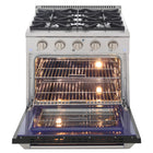 Kucht 30" KNG Series Pro Style Natural Gas Range - Stainless Steel/Black-Full stainless steel range with a professional handle for the ultimate cooking experience