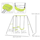 Outsunny Swing Set for Kids - Heavy Duty A-Frame Metal Swing Frame - Green-Robust metal pipes for outdoor long-time use 