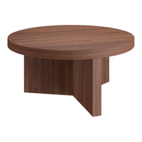 Hudson&Canal Holm 32"W Round Coffee Table - Satin Walnut-A contemporary Scandinavian design for your living room, den, and more