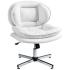 HOMCOM Criss Cross Armless Office Chair - White-Wide, armless seat with double-tier doll cotton padding allows for comfortable cross-legged sitting