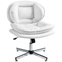 HOMCOM Criss Cross Armless Office Chair - White-Wide, armless seat with double-tier doll cotton padding allows for comfortable cross-legged sitting