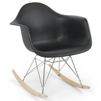 Nicer Furniture Eiffel Style Molded Plastic Rocking Armchair - Black-High quality heavy-duty plastic molded seat with a matte finish
