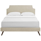 Modway Corene Fabric Queen Platform Bed with Round Splayed Legs - Beige-Mounts in Four Locations