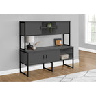 Monarch Specialties 72" L Office Credenza - Storage Doors - Grey Laminate - Black Metal-An easy to assemble cabinet with fully illustrated instructions and a 5 year limited warranty against defects for peace of mind