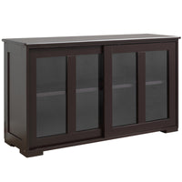 HOMCOM - Armoire de rangement de cuisine moderne 42 po L avec 2 portes coulissantes en verre - café-Le buffet compact est parfait pour un espace repas plus petit 