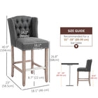 HOMCOM Upholstered Padded Bar Stools with Wood Legs - Charcoal Grey - 2 Pack-Solid wood legs provide maximum sturdiness
