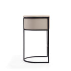 Manhattan Comfort Cosmopolitan 23.7" Mid-Century Modern Faux Leather Upholstered Bar Stool - Cream and Black - 3 Pack-Seat Height: 29.5"