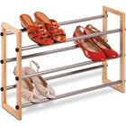 Honey Can Do 3-Tier Expandable Wood and Metal Shoe Rack-Rack expands from 25 inches to 46 inches wide