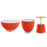 Manhattan Comfort Anderson Modern Leatherette Upholstered Coffee Table and End Tables - Orange - Set of 3-Modern Coffee Table and End Table Set of 3 for Living Room Use