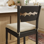 Modway - Jax Bois de chêne Tabouret de comptoir avec dossier ondulé en rasoir et coussin in Rayure noire d’avoine-Coussinets de pied non marqués