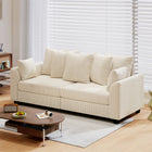 HOMCOM - Canapé 3 places en velours côtelé avec 8 coussins amovibles - beige-Couleur : Beige 