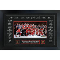 Chicago Blackhawks 2015 Stanley Cup Replica Signature Frame - Framed Print - 35" x 23"-Premium print framed