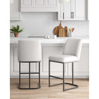 Manhattan Comfort - Serena tabouret de comptoir moderne en similicuir 45 cm - blanc - lot de 2-Cadre en métal avec finition noire mate