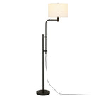 Hudson&Canal - Lampadaire à hauteur réglable Polly avec abat-jour en tissu - Bronze noirci/blanc-Conçu pour une ampoule à incandescence de 100 W - ampoule LED de 9 W, ampoule fluorescente (CFL) de 23 W ou ampoule LED à ballast automatique de 9 W, ampoule à culot E26, ampoule non incluse