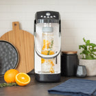Sparkel All Natural Sparkling Water Appliance - Black -5 Levels of carbonation - powered by electricity, spärkel will consistently carbonate your beverage at the level you choose! Comes with one reusable bottle and 10 carbonators. Each carbonator (a+b) generates exactly the right amount of co2 to sparkle one full spärkel bottle (750ml / 25.4oz). We also offer additional bottles to complement your sparkling water maker