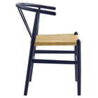 Modway Amish 32" Wood Dining Accent Chair - Midnight Blue-Non-Marking Foot Pins