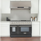 Kucht 48" KNG Series Pro Style Natural Gas Range - Stainless Steel/Black-Heavy-duty cast-iron cooking grates withstand intense heat and allow cookware to move between burners without lifting