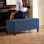 HOMCOM Storage Bench with Flip Top Ottoman - Blue-Easy Assembly Required