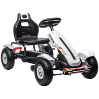 Aosom - Go-kart à pédales pour enfants avec siège réglable, roues en caoutchouc - blanc-Frein à main, roue libre et fonctions de marche arrière pour un excellent contrôle et une grande maniabilité 