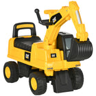 Aosom CAT Licensed Kids Manual Pedal Ride-On Excavator with Manual Shovel and Horn - Yellow-Includes a horn button for added fun 