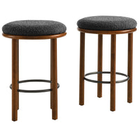 Modway - Fable Tissu Boucle Tabourets de comptoir - Charbon de bois en noyer - Ensemble de 2-Tabourets de comptoir de 26 pouces - Ensemble de 2