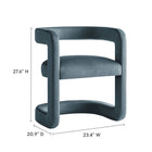 Modway Winslow Barrel Performance Velvet Dining Chair - Cadet Blue-Open Back Design