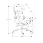 Monarch Specialties 7252 Ergonomic Leather-Look Office Chair - Dark Grey-A smooth swivel base with durable hooded wheels provides easy mobility and flexibility throughout your office