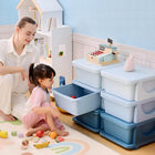 Qaba Kids Toy Storage Organizer with 6 Plastic Bins - Blue-Easy wipe down for clean
