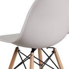 Flash Furniture Elon Series Plastic Chair with Wooden Legs - White-Waterfall Seat Reduces Leg Strain